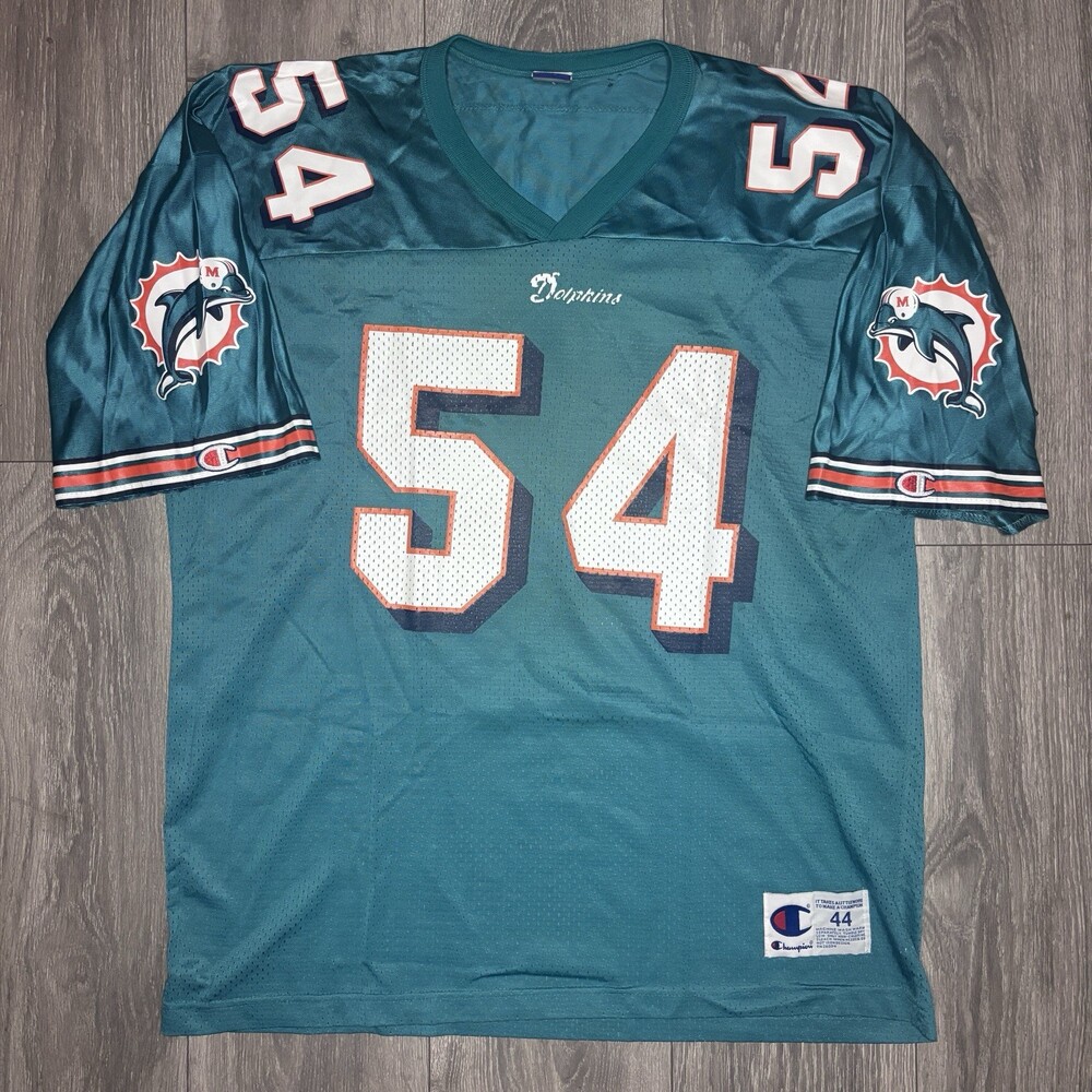 Vintage Champion Miami Dolphins Jersey Size Large L 44 Zack Thomas #54 90s NFL